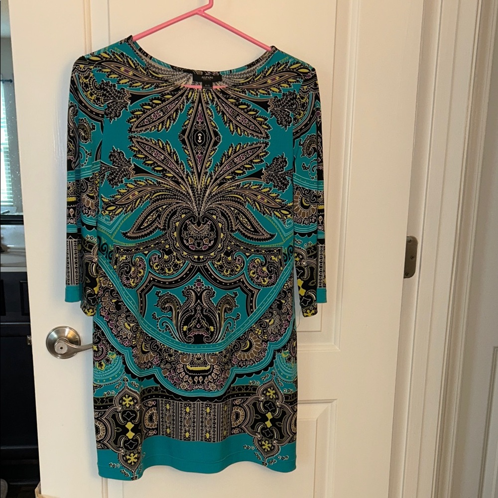 Elegant Teal Green and Purple Paisley Dress - Alfani